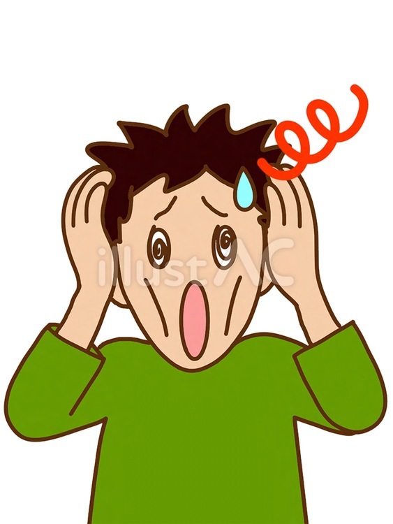心配で混乱している男性 混乱,パニック,迷いのイラスト素材