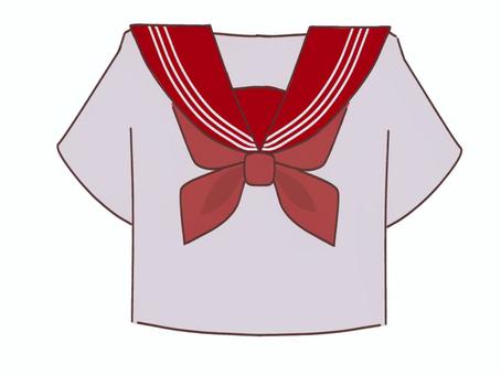 セーラー服 制服,セーラー,セーラー服,服,衣類,赤,レッド,青春,夏,夏服のイラスト素材