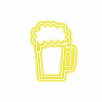 ネオン風ビールアイコン ビール,アイコン,ネオン,飲み物,アルコール,光,蛍光,可愛い,発光,バーのイラスト素材