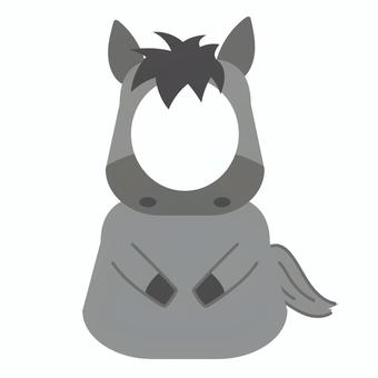 馬の顔はめパネル(グレー) 馬の顔はめパネル(グレー) 顔はめ,パネル,動物,生き物,馬,うま,競馬,競走馬,家畜,干支のイラスト素材