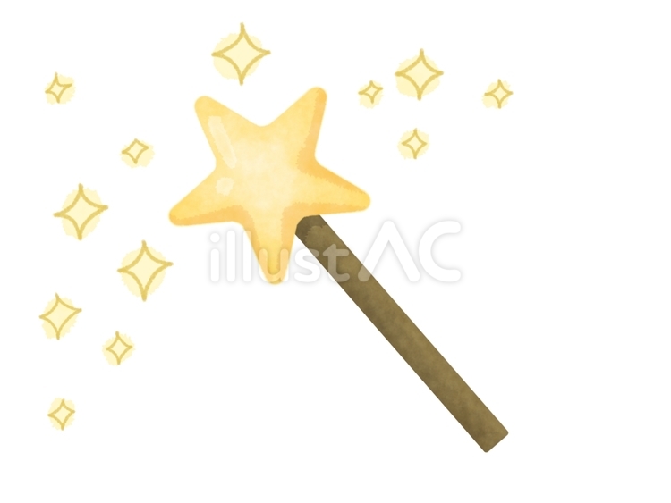 星の形の魔法の杖（キラキラ） 魔法,杖,ステッキのイラスト素材