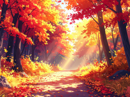 紅葉のアニメ風の背景イラスト