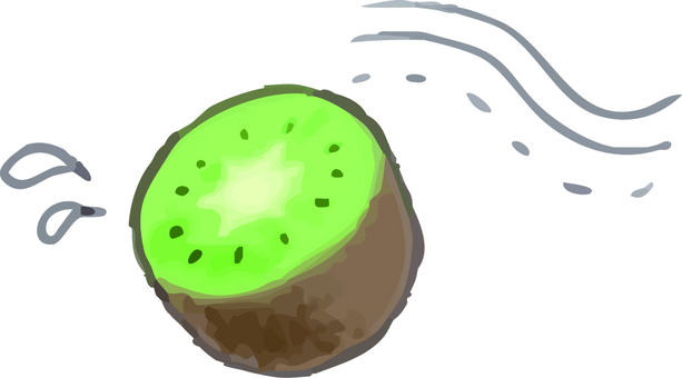 かわいい手描きの水彩タッチの キウィ フルーツ,果物,キウイ,水彩風,手描き,かわいい,やさしい,カラフル,デザイン素材,食べ物のイラスト素材