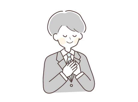 安心した穏やかな表情の会社員 安心,落ち着く,リラックス,穏やか,会社員,男性,サラリーマン,癒し,メンタルヘルス,心のイラスト素材