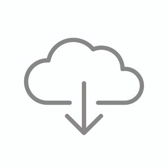 クラウド・ダウンロードマーク（グレー） クラウド,クラウドサービス,ダウンロード,アイコン,インストール,保存,データ転送,雲,矢印,グレーのイラスト素材