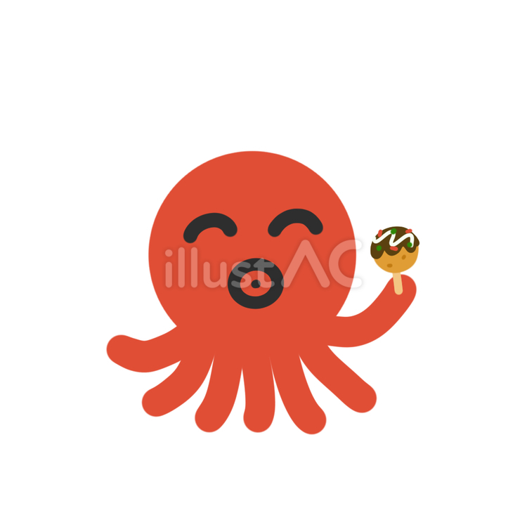 タコ・たこ焼き タコ,たこ焼き,笑顔のイラスト素材