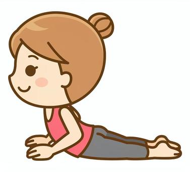 コブラのポーズをする女性 ヨガ,ストレッチ,エクササイズ,フィットネス,スポーツ,運動,柔軟,コブラのポーズ,美容,健康のイラスト素材
