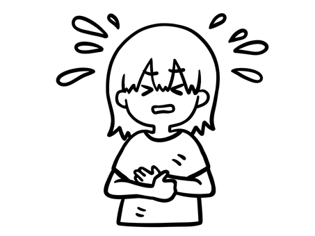 腕が痒い人　線画 腕,かゆい,掻く,ムズムズ,かゆみ,ポリポリ,かきむしる,虫刺され,刺激,不快のイラスト素材