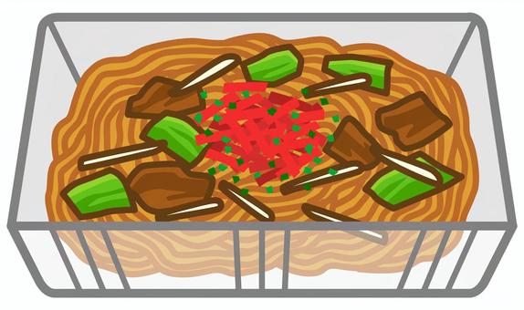 パックに入った焼きそば 焼きそば,麺料理,麺類,麺,縁日,出店,露店,屋台,祭り,夏祭りのイラスト素材