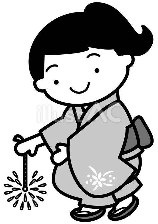 線香花火-2c 線香花火,花火,浴衣のイラスト素材