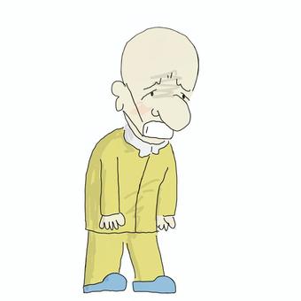 不健康な人 病気,体調不良,風邪,病院,健康,パジャマ,病欠,マスク,しんどい,つらいのイラスト素材