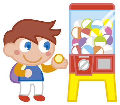 カプセルトイ-2 こども,カプセルトイ,人物,コイン,小型自動販売機のイラスト素材