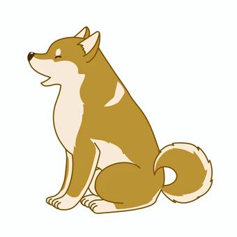 かわいい柴犬のシンプルイラスト笑う 犬,ペット,柴犬,手描き,横向,嬉しい,かわいい,アクション,アニマル,挿絵のイラスト素材