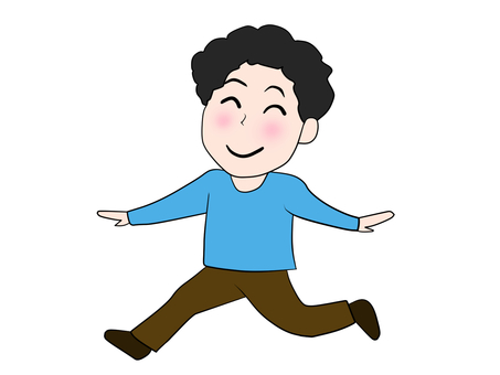 気持ちに余裕がある状態 気持ちに余裕がある状態 ルンルン,スマイル,男性,全身,はしゃぐ,うきうき,ウキウキ,るんるん,笑顔,微笑みのイラスト素材