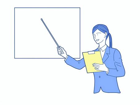 Woman in a suit giving a presentation (2 colors), , JPG and PNG