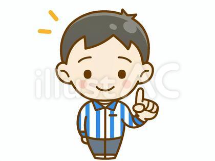 人差し指を立てる男性コンビニ店員(1)