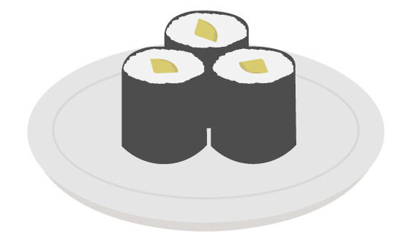 干瓢巻き かんぴょう,干瓢巻き,海苔巻き,寿司,シンプル,デフォルメ,食べ物,美味しいのイラスト素材