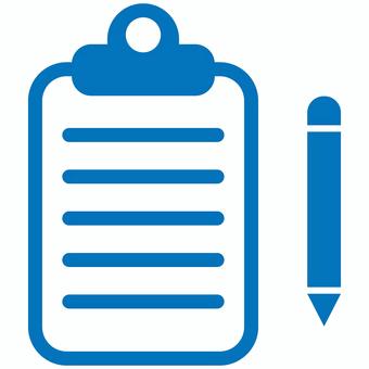 クリップボードとペンのアイコン 青 クリップボード,ペン,文具,バインダー,事務用品,オフィス,書類,文房具,メモ,ドキュメントのイラスト素材