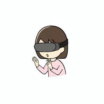 VR体験をしている小学生女児 vr体験,ゴーグル,仮想現実,ゲーム,少女,女児,女の子,児童,子供,小学生のイラスト素材
