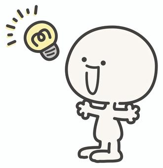 棒人間・人物 気づき、発見、ひらめく 棒人間,人物,閃き,気づき,発見,ひらめき,ひらめく,電気,電球,豆電球のイラスト素材