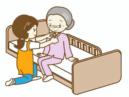 ヘルパーさん　介助1 介護士,介護,福祉,デイサービス,デイケア,サポート,ヘルパー,ケアマネ,医療機関,医療のイラスト素材