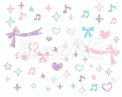 手書きチョーク風ハート・キラキラ記号