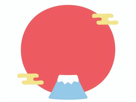 富士山と初日の出01 年賀状,富士山,初日の出,背景,フレーム,枠,飾り枠,年賀状素材,2026年,お正月のイラスト素材