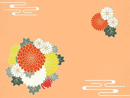 和モダン素材背景２ 菊,花,和,和風,背景,壁紙,和柄,植物,和モダン,レトロのイラスト素材