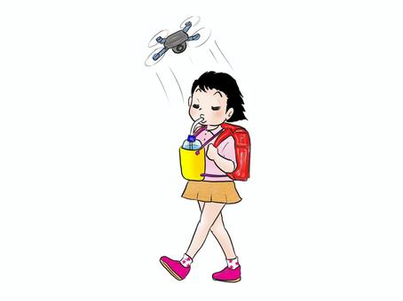 熱中症対策登校 熱中症対策登校 人物,こども,女の子のイラスト素材