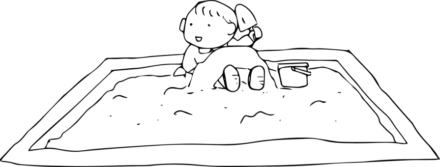 子どもイラスト007 手描き,砂場,子ども,バケツ,シャベルのイラスト素材