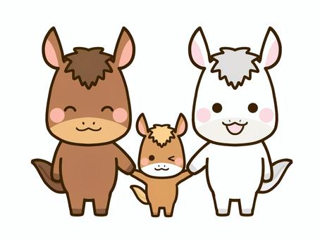 午年を喜ぶ仲良し馬ファミリー 馬,午年,十二支,年賀状,2026,2026年,午,干支,新年,1月のイラスト素材