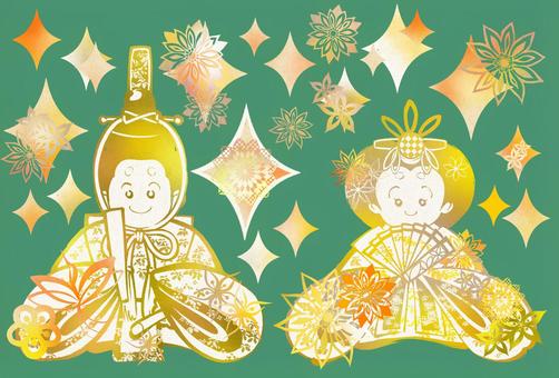 Cutout-style female and male doll set gold, , JPG and PNG