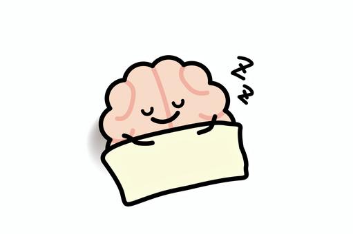 脳みそさん★熟睡 脳みそ,熟睡,眠り,ふとん,脳,寝るのイラスト素材