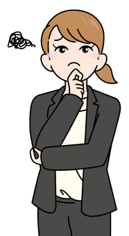 Worried suit girl (coloring 2), , JPG, PNG and AI