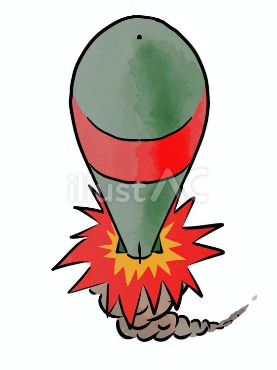 ミサイル・俯瞰（水彩） ミサイル,ミリタリー,軍事のイラスト素材