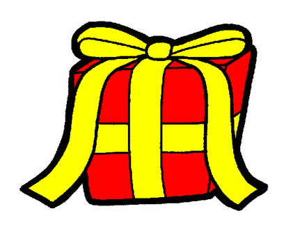 イラスト　クリスマスプレゼント クリスマス,プレゼント,一個,黄色,リボン,赤色,箱,背景,なしのイラスト素材