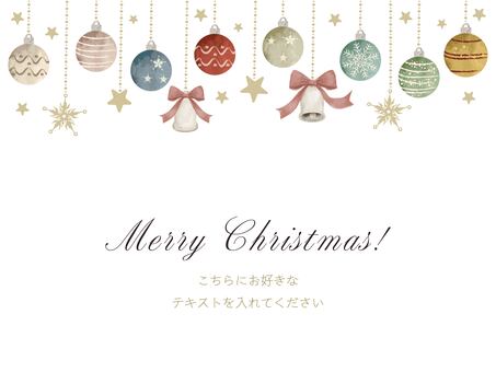 クリスマスオーナメントのフレーム クリスマス,オーナメント,冬,飾り,フレーム,枠,クリスマスカード,スペース,吊るす,装飾のイラスト素材