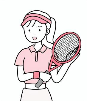 シンプルテニスプレーヤー(p) シンプルテニスプレーヤー(p) シンプル,人,女,テニス,テニスプレーヤー,選手,ラケット,ポロシャツ,サンバイザー,ポニーテールのイラスト素材