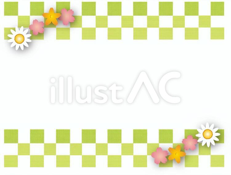 格子模様 花,枠,桜のイラスト素材
