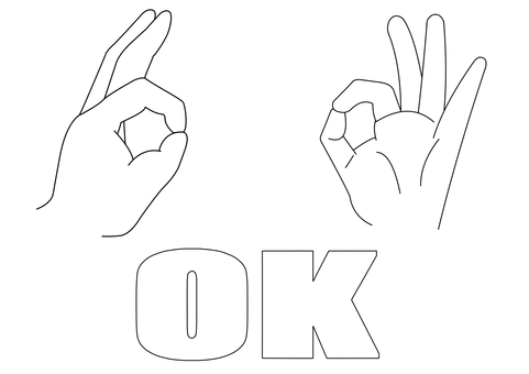 OKハンドサイン ok,ハンドサイン,オッケー,オーケー,線画のイラスト素材