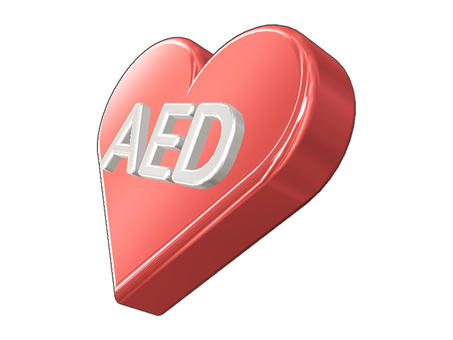 ハートにAEDの文字 aed,ハート,アイコン,心停止,文字,救命,電気ショックのイラスト素材