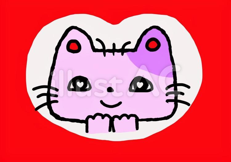 ハート目の恋をした猫のイラスト ハート,恋,猫のイラスト素材
