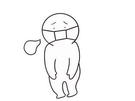 マスクをした棒人間(ため息付き) マスクをした棒人間(ため息付き) マスク,棒人間,people,人間,人物,挿絵,手書き,手描き,シンプル,白黒のイラスト素材