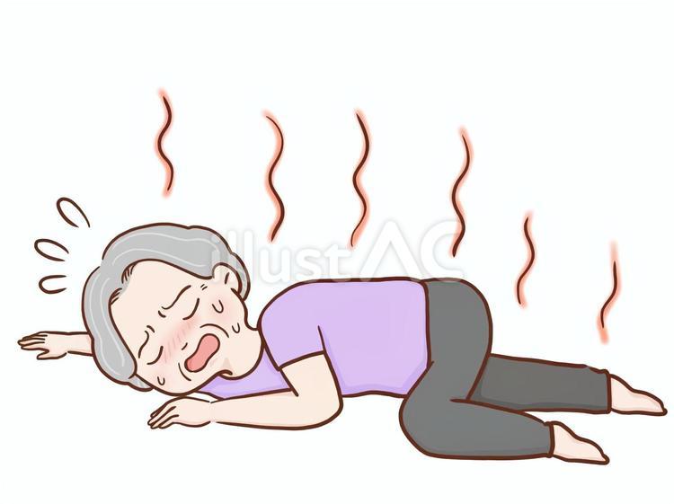 熱中症で倒れる高齢女性(カラー) 女性,人物,ポーズのイラスト素材