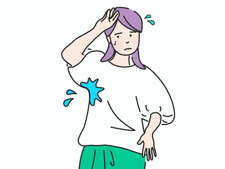 A woman suffering from armpit sweat Colored, JPG, PNG and AI A woman suffering from armpit sweat Colored, waki sweating, sweating side by side, sweating, JPG, PNG and AI