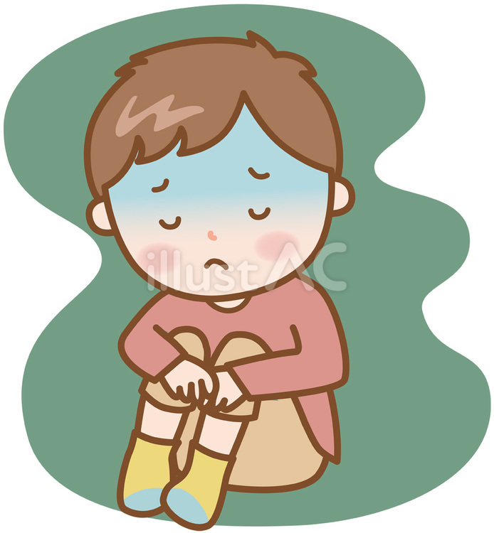 男の子：うつ うつ,落ち込み,心のイラスト素材