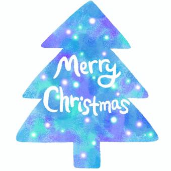Merry Christmasの文字 merrychristmas,文字,クリスマス,クリスマスツリー,青,キラキラ,ポップ,手描き,手書き,英語のイラスト素材