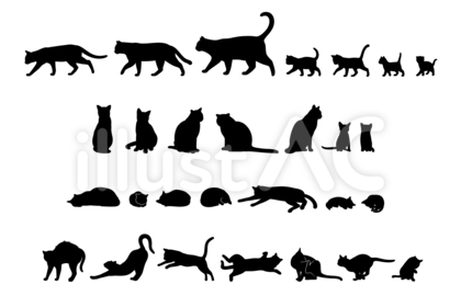 猫のシルエット素材_様々なポーズや動作
