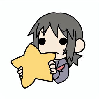 困って星を持つ学生少女 学生,星,持つ,困る,困惑,焦る,不安,汗,お気に入り,クッションのイラスト素材