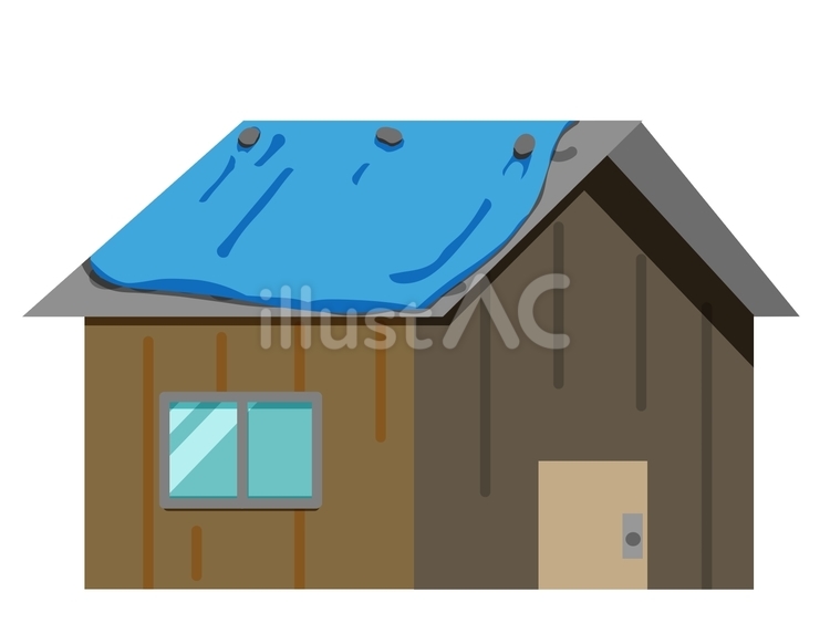 木造の家　ブルーシート 木造,家,小屋のイラスト素材
